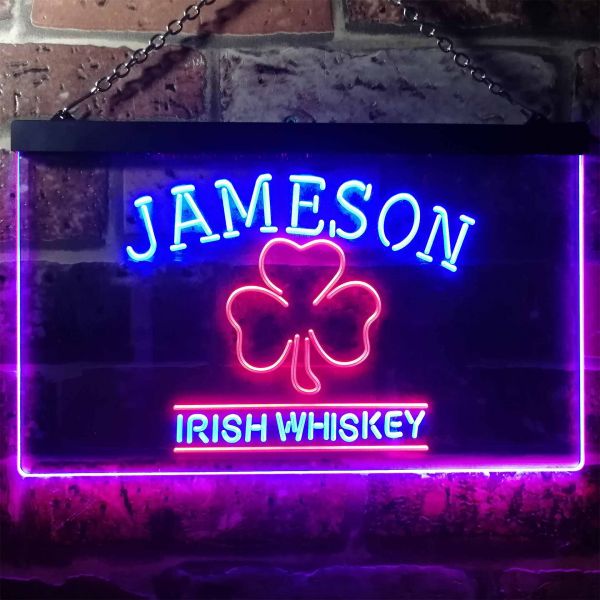 Jameson Irish Whiskey Clover Dual LED Neon Light Sign